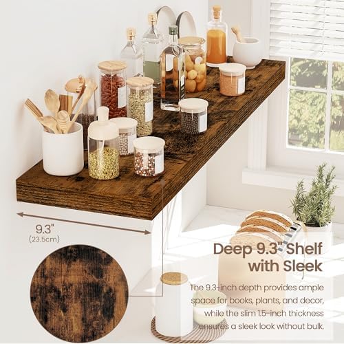 Vivelove Floating Shelves 9 inch Deep 32”Long Set of 2, Rustic Brown - Image 5