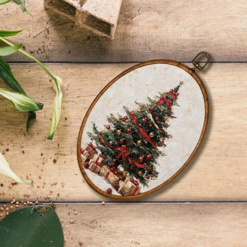 KSDUT Vintage Christmas Tree Oval Wall Art 8.6"x11.4" - Image 4