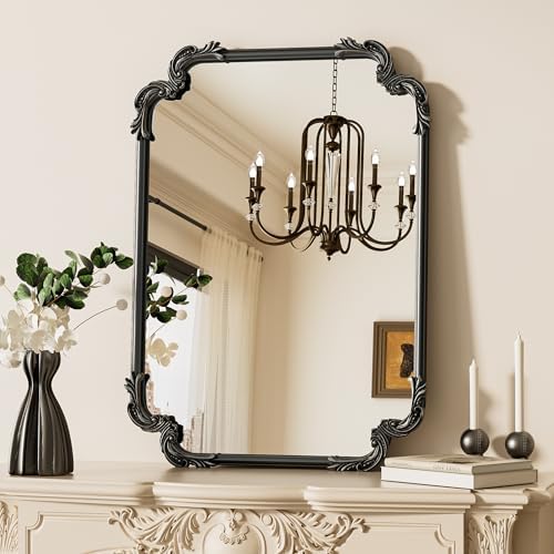 TETOTE Vintage Baroque Black Rectangle Mirror by TETOTE