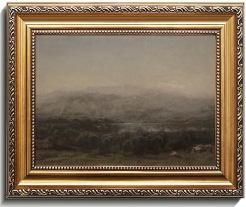 uniro Vintage Gold Framed Wall Art, Moody Landscape Canvas Art Prints Painting by uniro