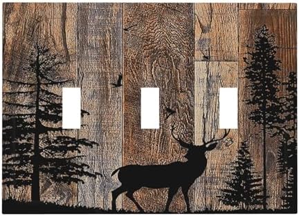 Decorative Switch Plates Rustic Forest Antler Elk Deer Silhouettes Animals Wood by Lightswitchcovers