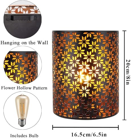 JHY DESIGN Set of 2 Battery Powered Lamp 8''H Vintage Wall Mount Lamp Metal - Image 6