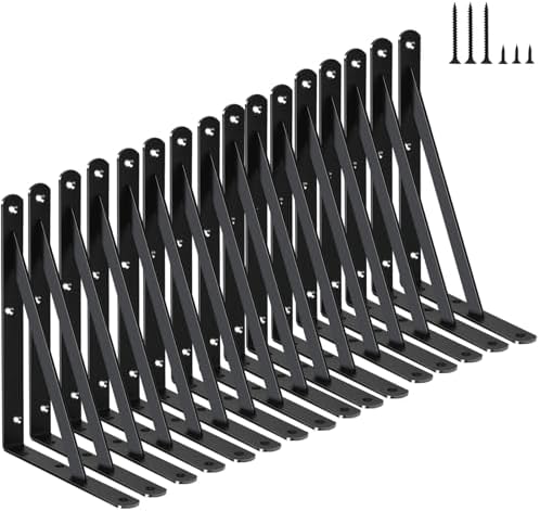 16 Pack L8 x H 6" Black Heavy Duty Shelf Brackets by MHMYDZ
