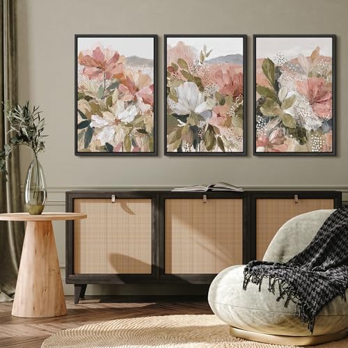 MUDECOR Framed Canvas Print Wall Art Blush Floral Abstract Neutral Botanical - Image 4