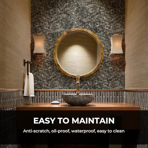 STICKGOO Mosaic Peel and Stick Backsplash Tiles, 8 Sheets, Gunmetal Gray - Image 4