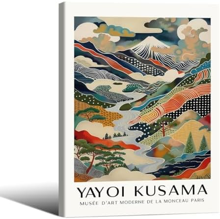 Framed Wall Art Yayoi. Kusama Posters Vintage Japanese Canvas Prints Mount Fuji by Unknown