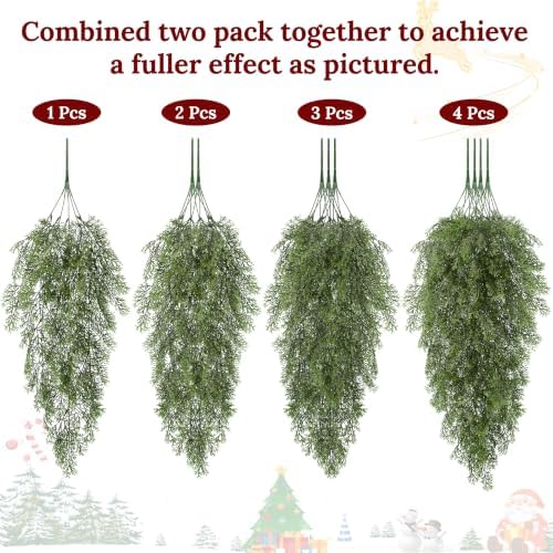 Waipfaru 4Pcs Artificial Hanging Cedar Christmas Teardrop Swag - Image 2