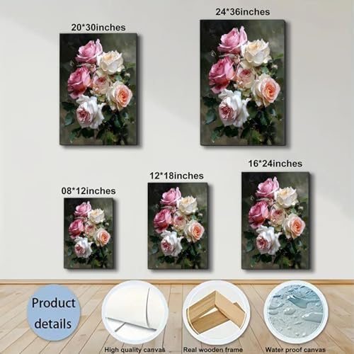 ZERILYN Ship Next Day Romantic Pink Peony Flower Canvas Art Farmhouse Wall - Image 6