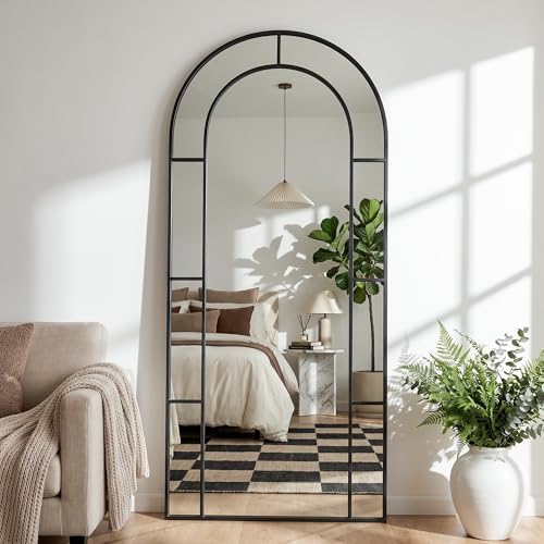 76" x 34" Arched Full Length Floor Mirror, Farmhouse Window Pane Mirror - Image 2