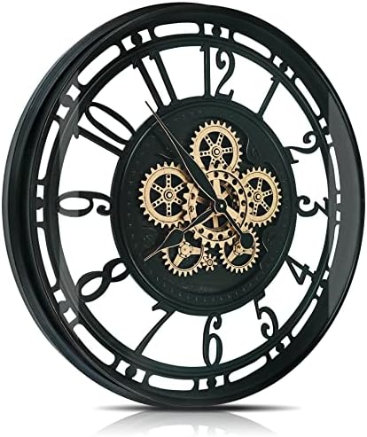Real Moving Gears Wall Clock Large Modern Metal Clocks by DORBOKER