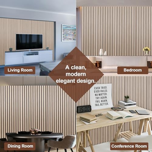 Yuzzy Wood Panels for Wall, 4 Pack 120" x 11" Acoustic Wall Panels, Wood Slat - Image 6