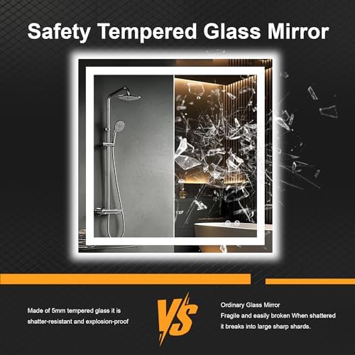 30x30 LED Bathroom Mirror with Lights, Lighted Vanity Mirror - Image 7