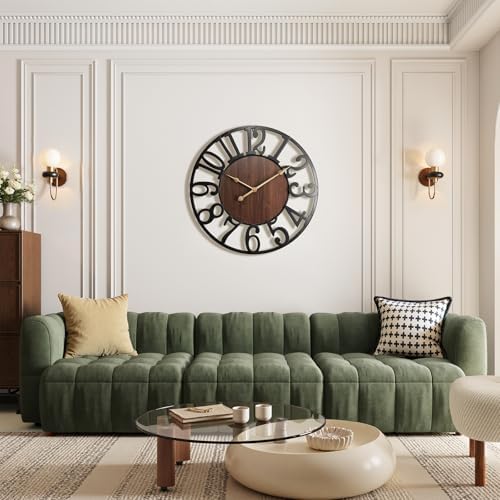 Vantic 32 Inch Large Wall Clock, Arabic Numeral Wood Oversized Wall Clock - Image 3