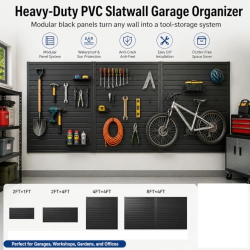 2x4FT Slat Wall Panels Garage Wall Organizer Tool Organizer Slat Board PVC Wall - Image 5