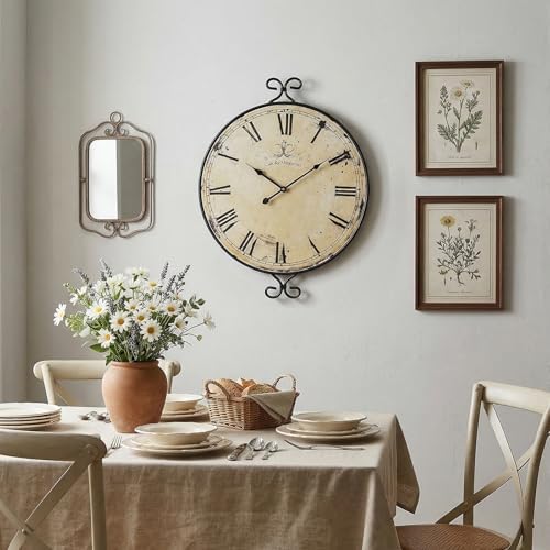24 Inch Large Farmhouse Wall Clock, Wrought Iron Frame - Image 7