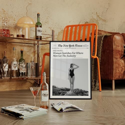Trendy NewsPaper Wall Art 12x18in Black Framed Woman Searches - Image 7