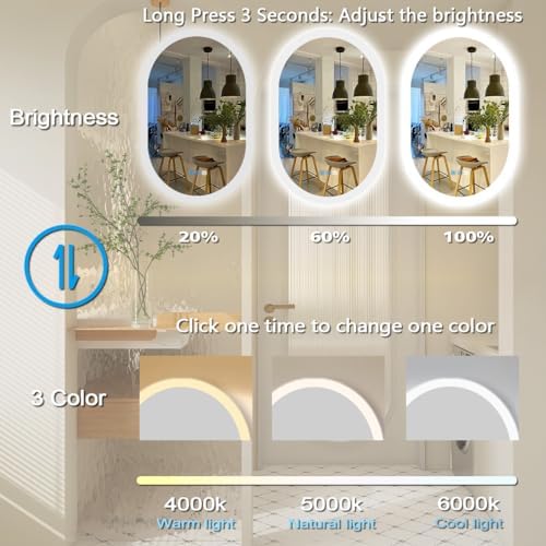 THEKLA 24 x 32 inch Oval Lighted Mirror - Image 4
