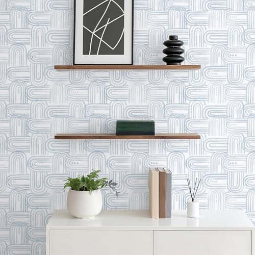 Modern Peel and Stick Wallpaper A Set of 17.3"x1200" Boho Blue Contact Paper - Image 3