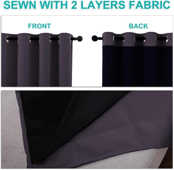 NICETOWN 100% Blackout Curtains 45 inches Long, 1 Pair, 42 inches Width Each - Image 5