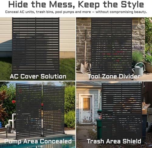 72" H Metal Outdoor Privacy Screen – Freestanding Rustproof Louvered Fence Panel - Image 7