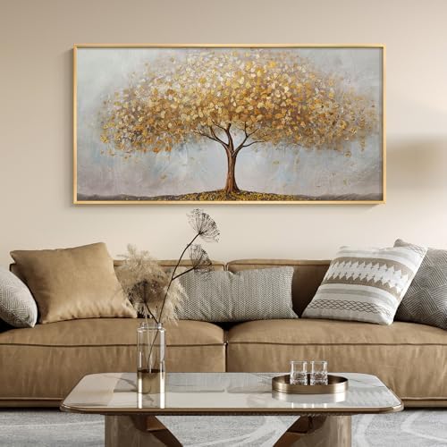Large Framed Modern Gold Tree of Life Wall Art - Image 3