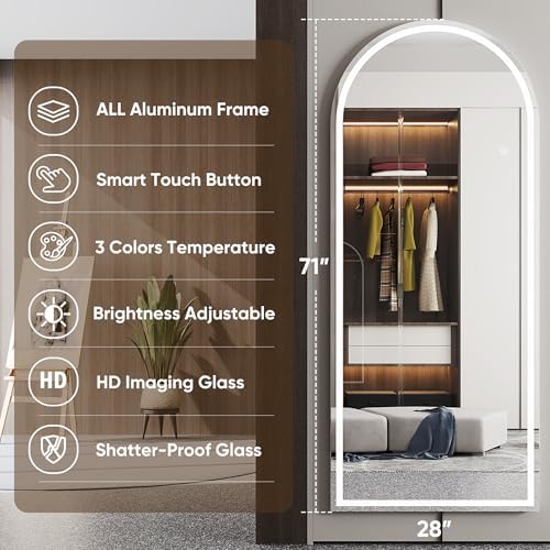 Antok 71"x28" LED Full Length Mirror, Lighted Floor Mirror - Image 3