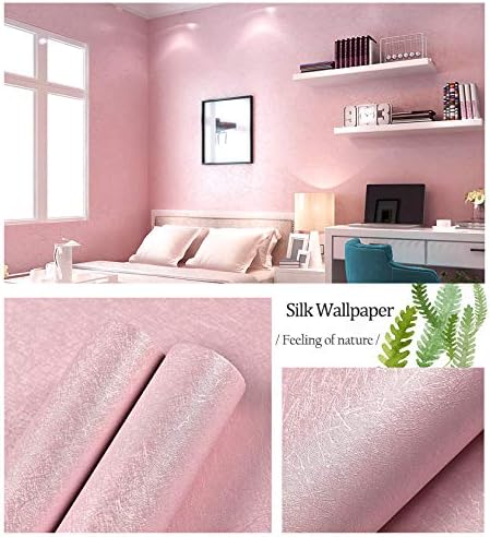 MelunMer Pink Silk Wallpaper Peel and Stick Removable Textured 15.7"x118" - Image 2