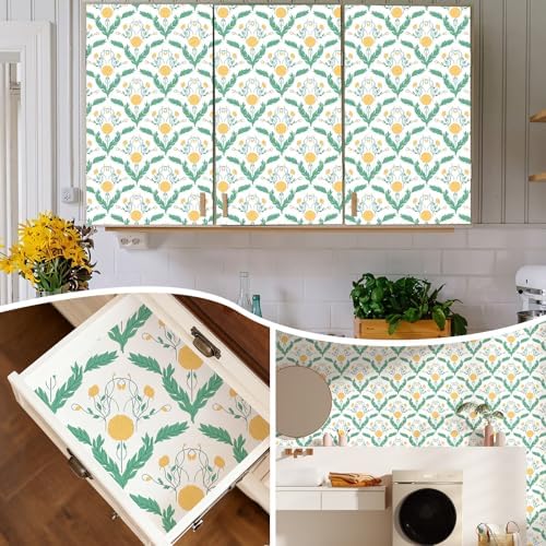 Vintage Floral Wallpaper Yellow, Botanical Removable Peel and Stick Wallpaper - Image 3