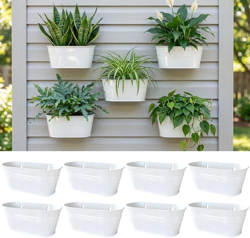LaLaGreen Modern Wall Planter White Metal Plant Shelf by L%C3%A1L%C3%A1Green
