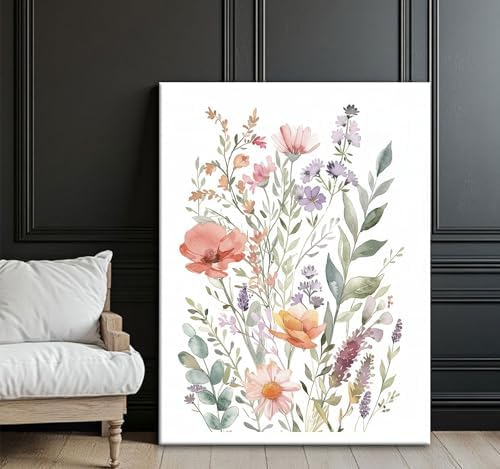 CHTEXA Watercolor Botanical Canvas Wall Art, 3 Piece Gallery Wrapped - Image 6