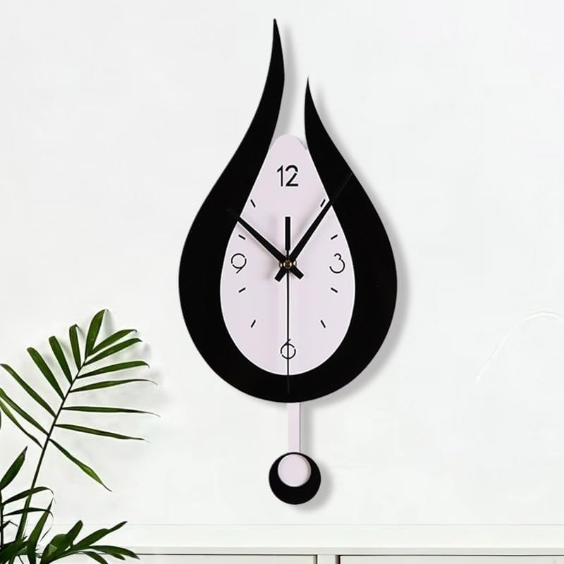 Water Drop Wall Clock with Swinging Pendulum, Silent Non-Ticking Modern by Unknown