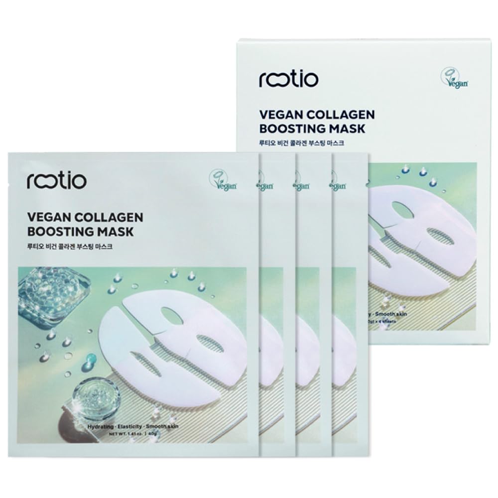 Vegan Collagen Boosting Face Mask Hydrating Overnight Hydrogel Mask, Pore Minimizing, Elasticity Improvement, Korean Skincare | 1.41 oz (4 Count)