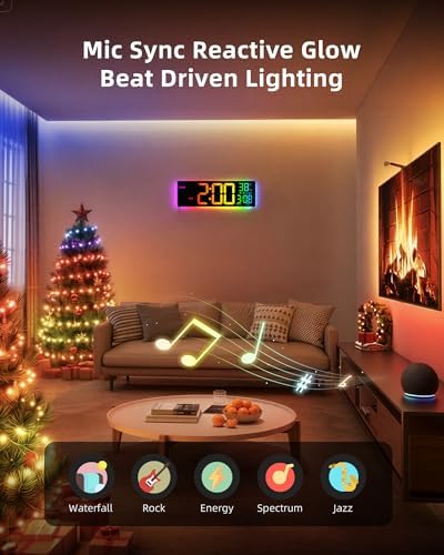 EASYERA Smart Digital Wall Clock App Control, 16.5” Large RGB Clock - Image 6