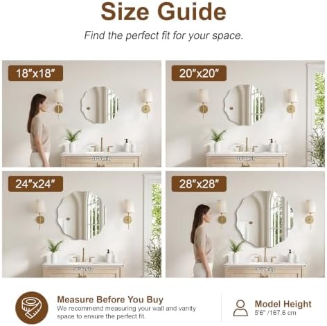 CILIBER Wavy Mirror for Wall, 3mm Tempered Glass Decorative Bathroom Vanity - Image 3