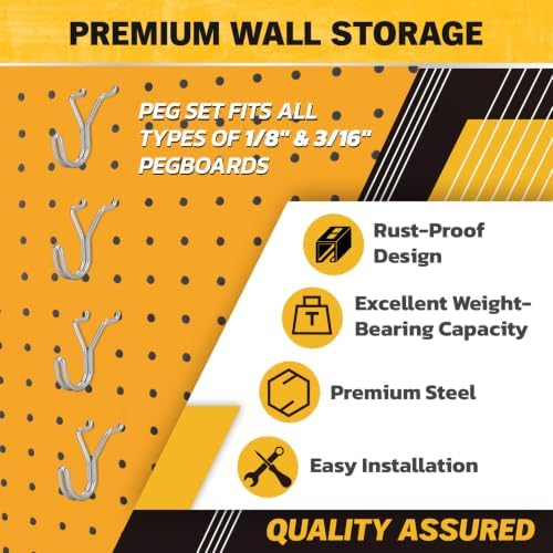 ELEAD 90-Piece Pegboard Hooks J-Hook, Fits 1/8” & 3/16” Pegboards, Heavy Duty - Image 5