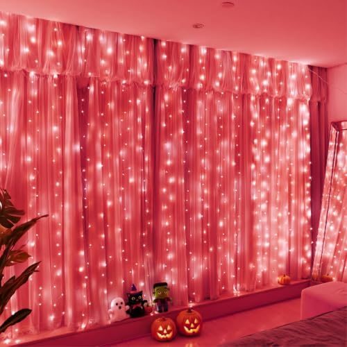 HXWEIYE 300LED Fairy Curtain Lights, 9.8x9.8Ft USB, 8 Modes & Timer by LightUpYourHomewHXWEIYE