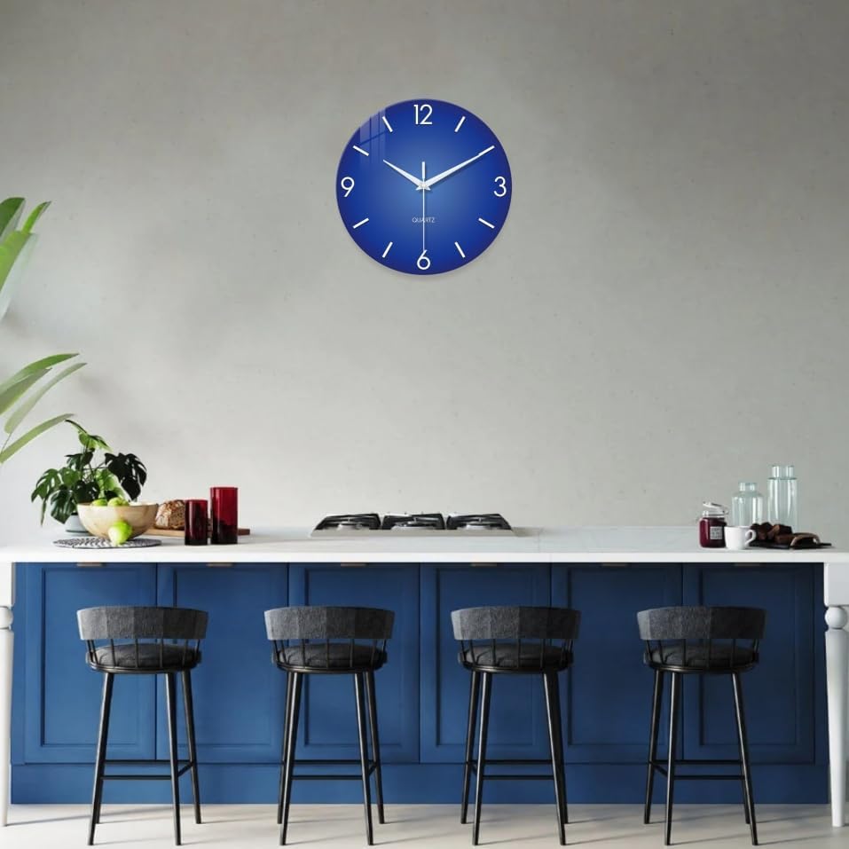 XFM Modern Blue Wall Clock 16 Inch Big Minimalist - Image 2