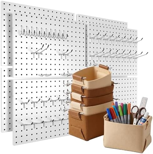 Spampur 8 Pack Peg Board Organizer, Includes Metal PegBoard and Accessories by Spampur