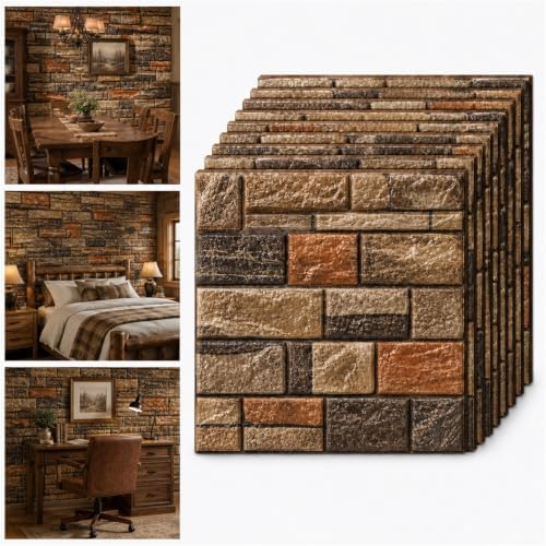 Tinlade 50 Pcs 28.8-48.4 Sq ft 3D Wall Panels Peel and Stick Foam Brick by Tinlade