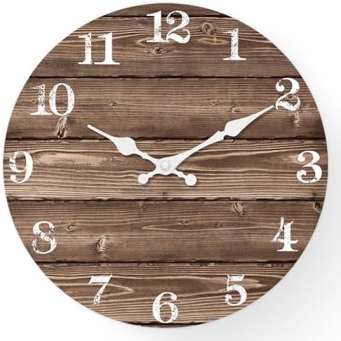XFM Large Farmhouse Wall Clock Battery Operated 16 Inch Brown by XFMWallClock