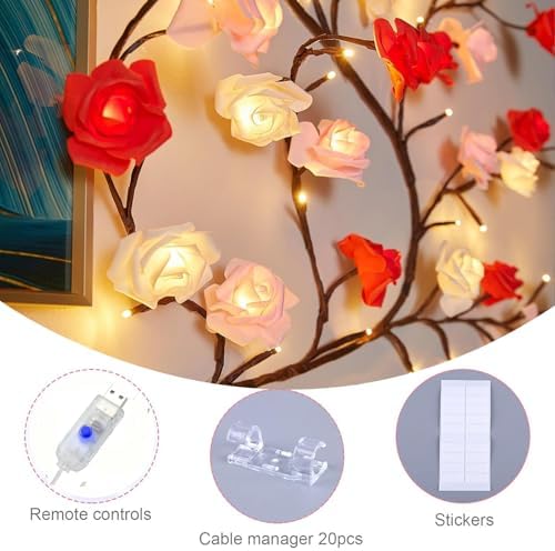 Rose LED Tree Branch Lights for Wall, Rose Blossom Vine Lights Decor - Image 6