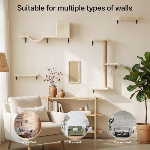 MEWANG Cat Wall Shelves, 5-in-1 Cat Wall Furniture Set - Image 6