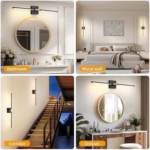 Morauroral Black Gold Battery Operated Wall Sconces - Image 4