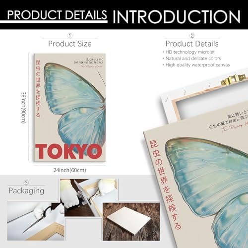 Japanese Nature Butterfly Poster Modern Minimalist Tokyo Art Wall Art Vintage - Image 2