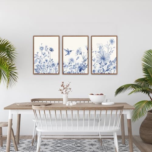 HLNIUC Chinoiserie Floral Wall art, Minimalist Botaincal Artwork, Neutral - Image 4