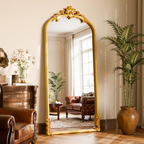 69"x28" Vintage Gold Arched Full Length Mirror by Unknown