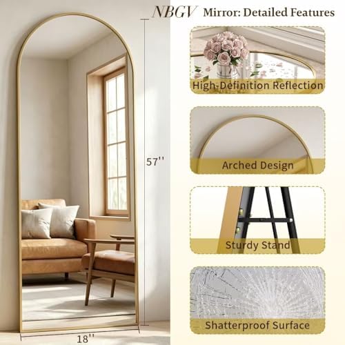 57"x18" Floor Mirror Full Length, Arched Full Length Mirror - Image 5