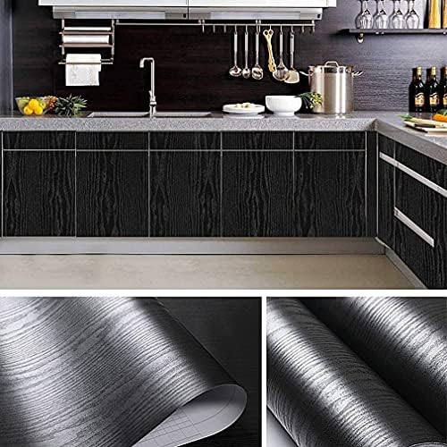 Black Wood Contact Paper Peel and Stick Wood Wallpaper Self Adhesive - Image 2