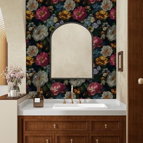 BOKEBEVE Navy Blue Floral Wallpaper Peel and Stick Vintage 17.5 x 393.5In - Image 6
