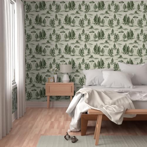 Spoonflower Alien Toile Peel and Stick Removable Wallpaper - Image 5
